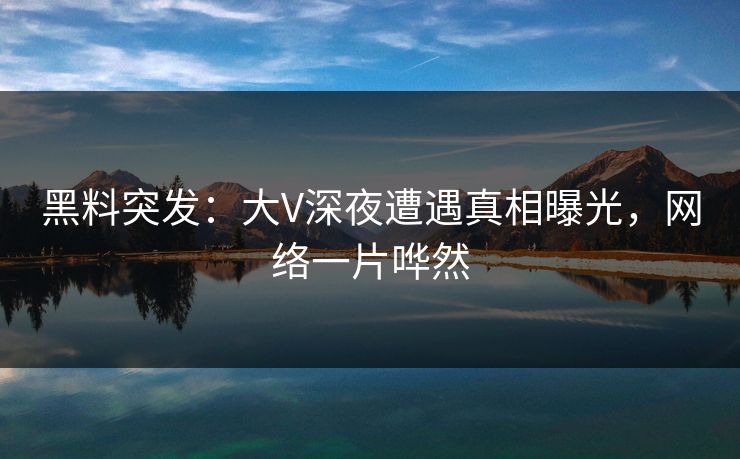 黑料突发：大V深夜遭遇真相曝光，网络一片哗然