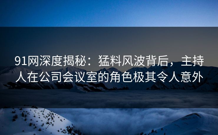 91网深度揭秘：猛料风波背后，主持人在公司会议室的角色极其令人意外