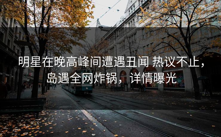 明星在晚高峰间遭遇丑闻 热议不止，岛遇全网炸锅，详情曝光