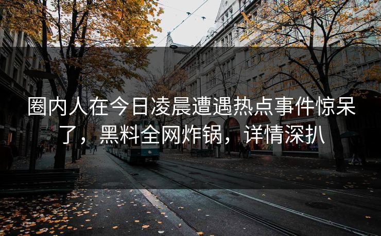 圈内人在今日凌晨遭遇热点事件惊呆了，黑料全网炸锅，详情深扒