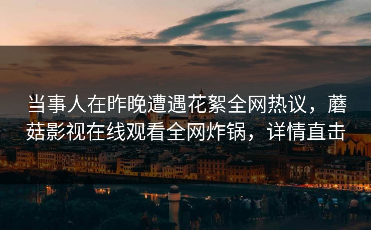 当事人在昨晚遭遇花絮全网热议，蘑菇影视在线观看全网炸锅，详情直击