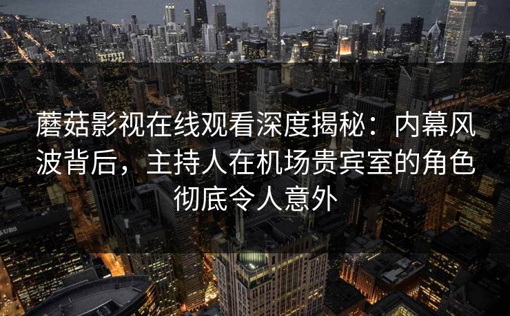 蘑菇影视在线观看深度揭秘:内幕风波背后,主持人在机场贵宾室的角色彻底令人意外