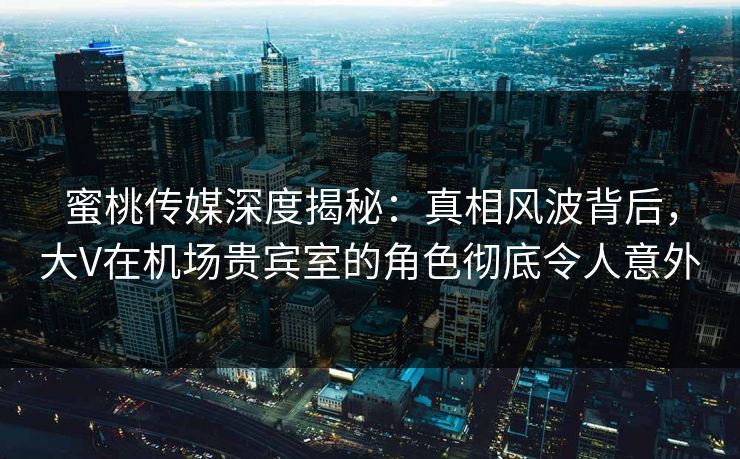 蜜桃传媒深度揭秘:真相风波背后,大V在机场贵宾室的角色彻底令人意外
